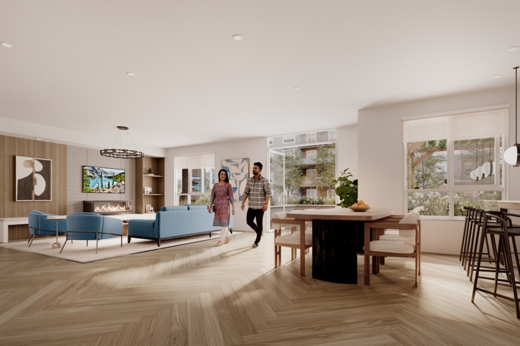 The Nest lounge with fireplace