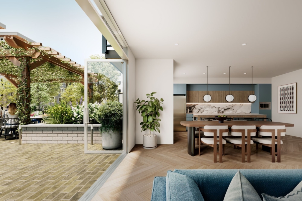 The Nest indoor-outdoor lounge and kitchen