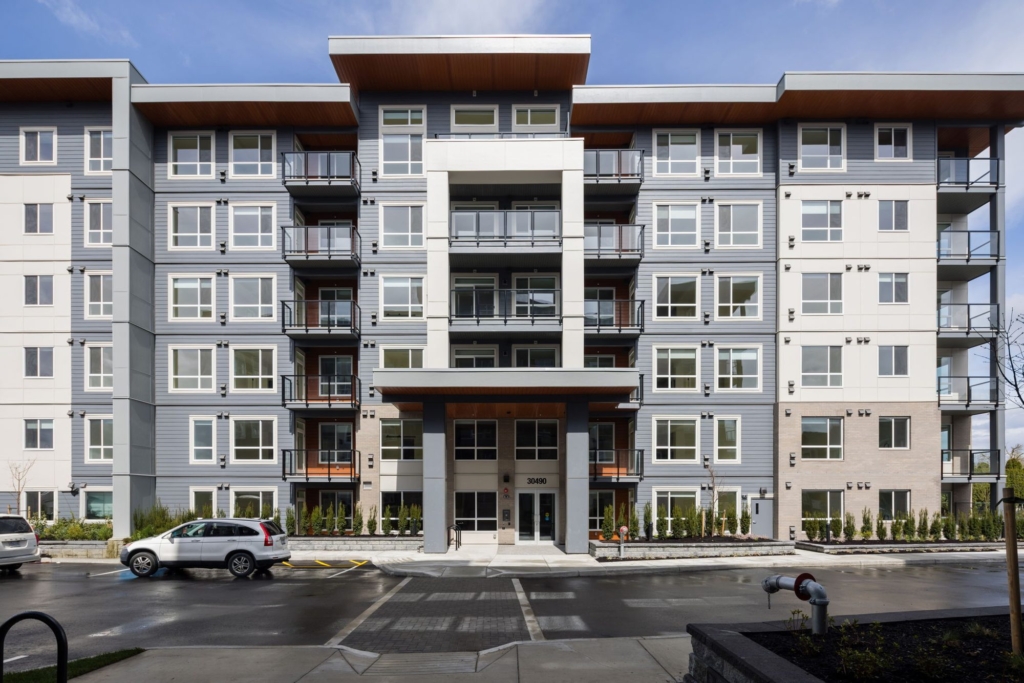 Building 1 courtyard elevation – Highstreet Village, West Abbotsford