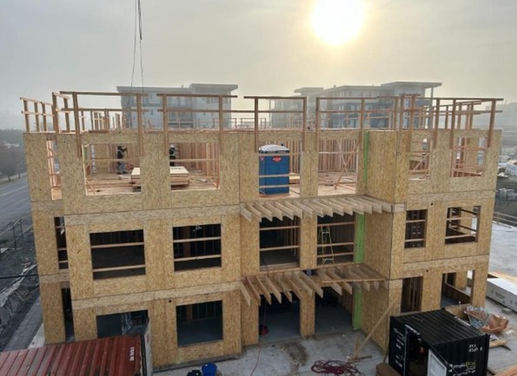 Building 3 third-floor framing, October 2026